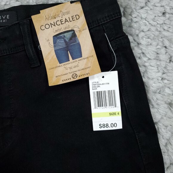READ Curve Appeal Jeans High Rise Concealed Comfort Waist Straight Black 4 27 - Picture 4 of 8